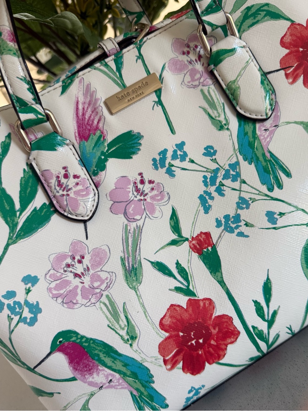 Kate Spade vintage Laurel Way Evangelie  hummingbird floral bag EUC - Picture 3 of 17